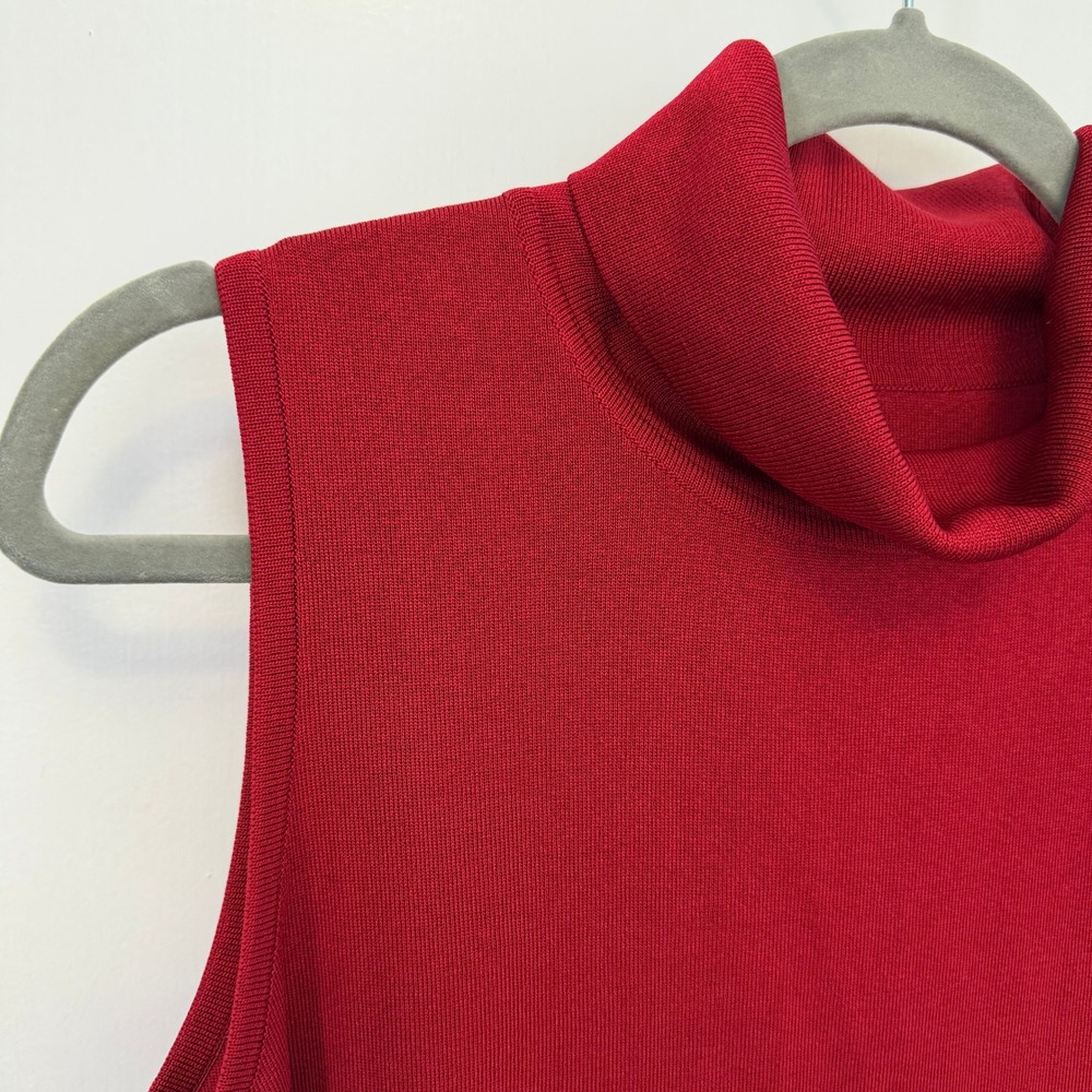 Misook Sleeveless Turtleneck Knit Top‎ Womens L Red